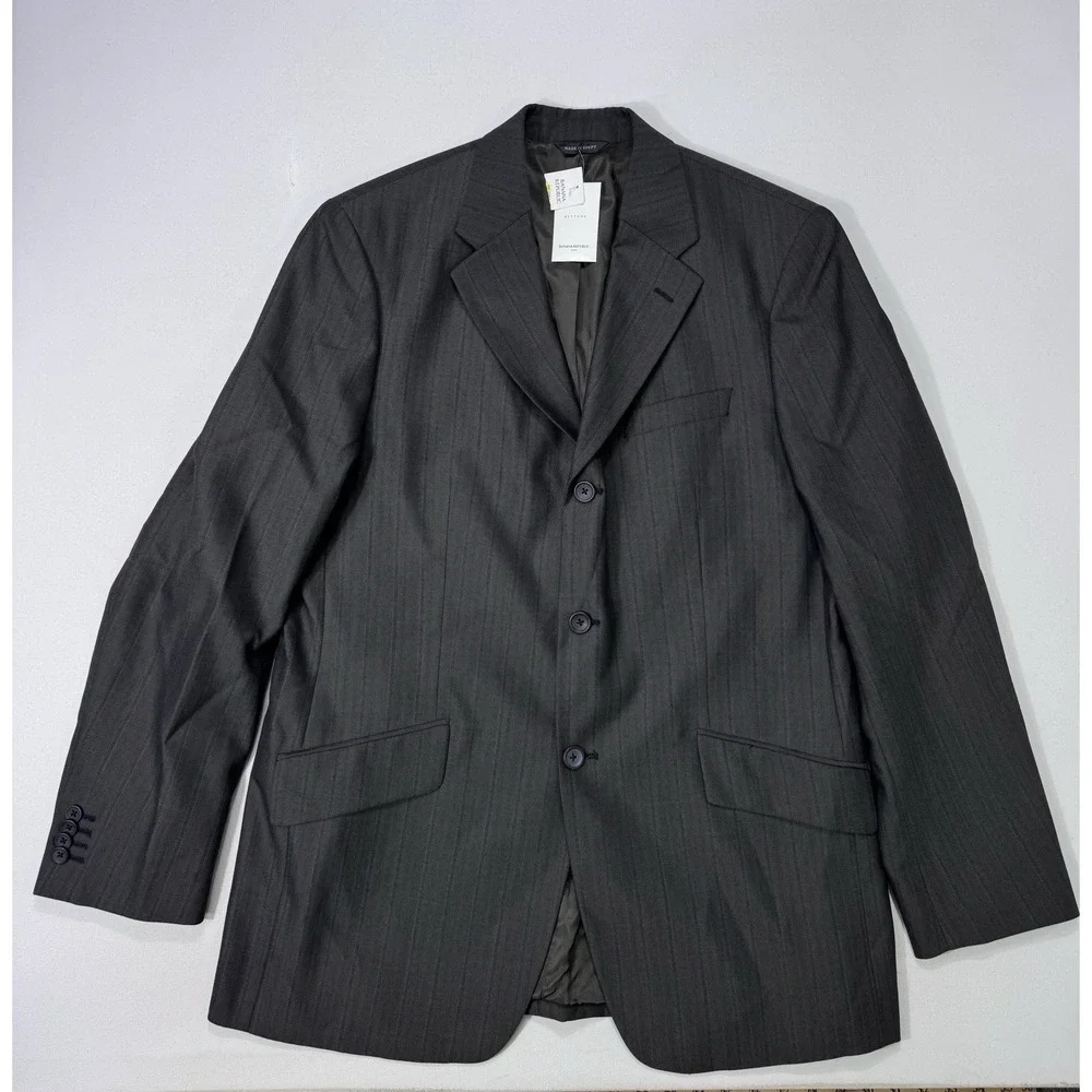 Banana Republic Mens 44R Wool Blazer Grey Striped Suit Jacket 499155-00-1 NWT